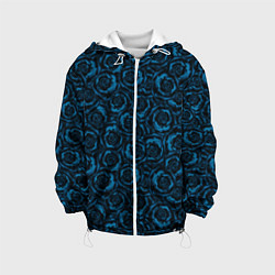 Куртка с капюшоном детская Синие розы-цветочный узор, цвет: 3D-белый