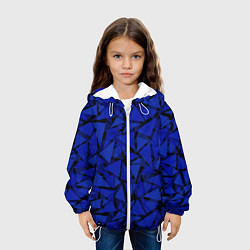 Куртка с капюшоном детская Синие треугольники-геометрический узор, цвет: 3D-белый — фото 2