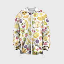 Куртка с капюшоном детская Ассорти Ягод и Фруктов, цвет: 3D-белый
