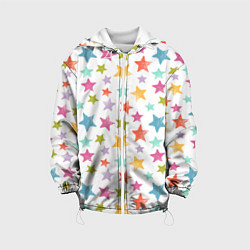 Куртка с капюшоном детская Яркие и разноцветные звезды, цвет: 3D-белый
