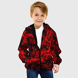 Куртка с капюшоном детская Красный дым Red Smoke Красные облака, цвет: 3D-черный — фото 2