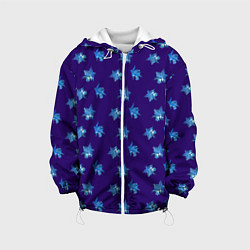 Куртка с капюшоном детская Цветы Фиолето-Белые Гибискус На Синем Фоне, цвет: 3D-белый