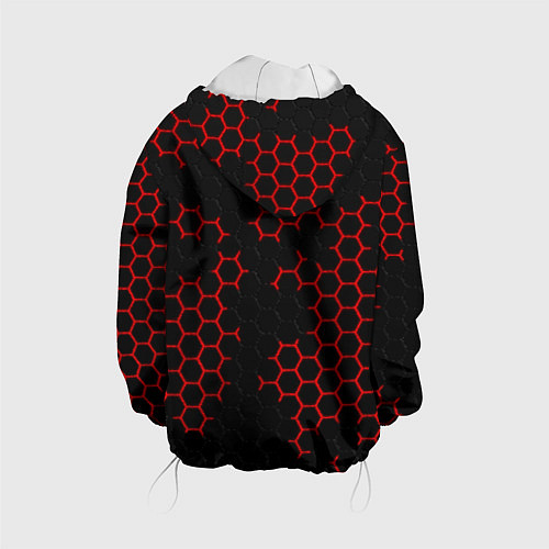 Детская куртка НАНОКОСТЮМ Black and Red Hexagon Гексагоны / 3D-Белый – фото 2