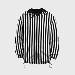 Куртка с капюшоном детская ПОЛОСКИ ЧЕРНО-БЕЛЫЙ, цвет: 3D-черный