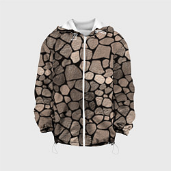 Куртка с капюшоном детская Черно-коричневая текстура камня, цвет: 3D-белый