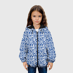 Куртка с капюшоном детская QR код паттерн синий, цвет: 3D-черный — фото 2