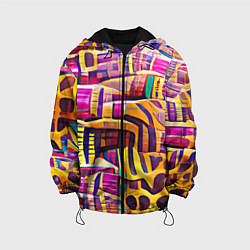 Куртка с капюшоном детская Африканские яркие мотивы, цвет: 3D-черный