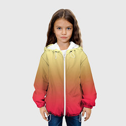 Куртка с капюшоном детская Красно-желтый градиент, цвет: 3D-белый — фото 2