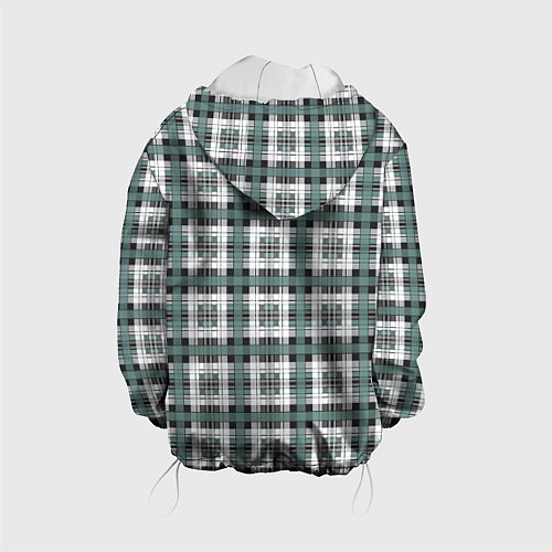 Детская куртка Серо-зеленый клетчатый узор шотландка / 3D-Белый – фото 2