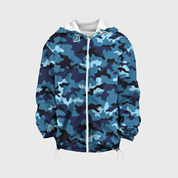 Куртка с капюшоном детская Камуфляж Тёмно-Синий Camouflage Dark-Blue, цвет: 3D-белый