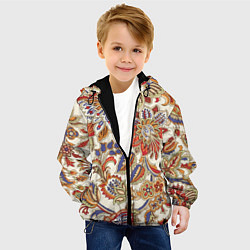 Куртка с капюшоном детская Цветочный винтажный орнамент, цвет: 3D-черный — фото 2