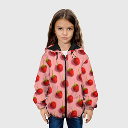 Куртка с капюшоном детская Strawberry Pattern, цвет: 3D-черный — фото 2