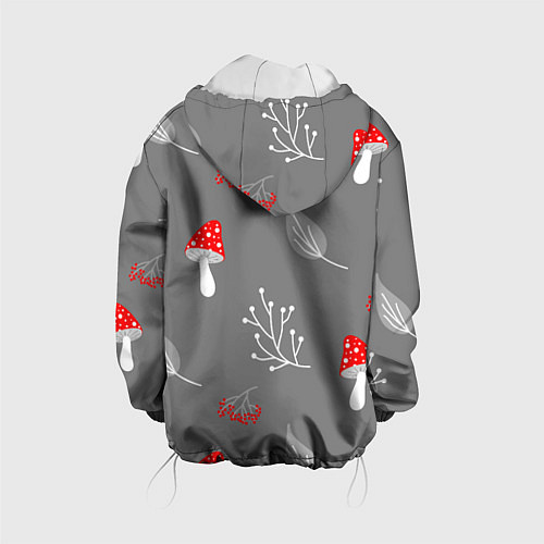 Детская куртка Грибочки на сером фоне, паттерн / 3D-Белый – фото 2