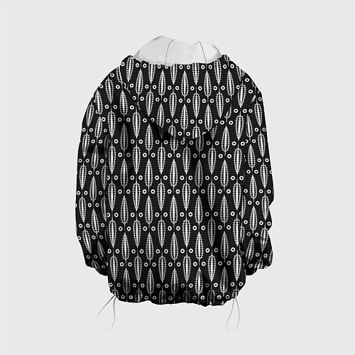 Детская куртка Черно-белый современный модный узор листья / 3D-Белый – фото 2