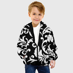 Куртка с капюшоном детская Minimalist floral pattern, цвет: 3D-черный — фото 2