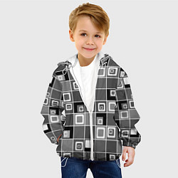 Куртка с капюшоном детская Geometric shapes черно-белый, цвет: 3D-белый — фото 2