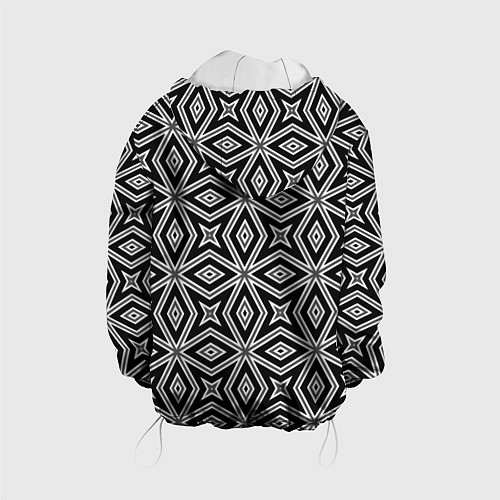Детская куртка Черно-белый узор геометрический ромбы / 3D-Белый – фото 2