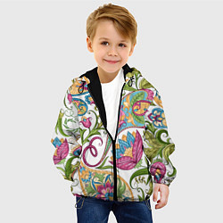 Куртка с капюшоном детская Fashionable floral Oriental pattern Summer 2025, цвет: 3D-черный — фото 2
