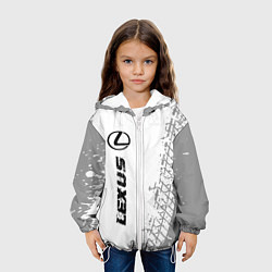 Куртка с капюшоном детская Lexus Speed на светлом фоне со следами шин, цвет: 3D-белый — фото 2