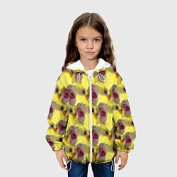 Куртка с капюшоном детская Попугай Корелла Орёт Мем, цвет: 3D-белый — фото 2