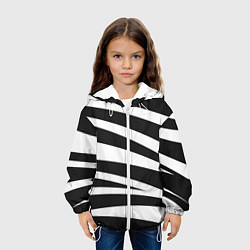Куртка с капюшоном детская Зебра чёрные и белые полосы, цвет: 3D-белый — фото 2