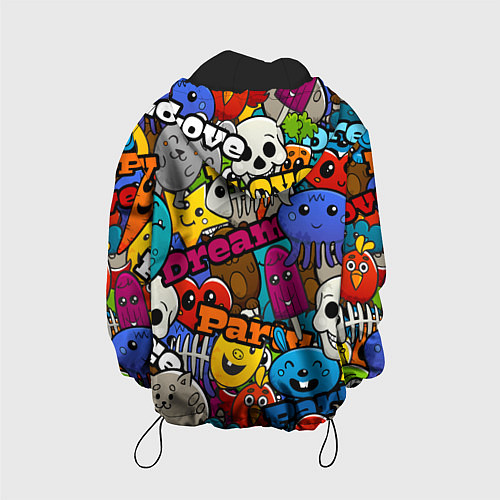 Детская куртка Красочный паттерн из мультяшных героев / 3D-Черный – фото 2