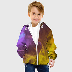 Куртка с капюшоном детская Неоновые фонари на шёлковой поверхности - Фиолетов, цвет: 3D-белый — фото 2