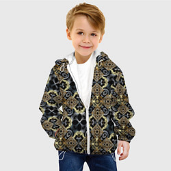 Куртка с капюшоном детская BLACK AND GOLD узоры, цвет: 3D-белый — фото 2