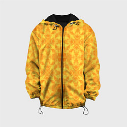 Куртка с капюшоном детская Желтый абстрактный летний орнамент, цвет: 3D-черный