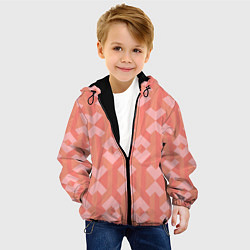 Куртка с капюшоном детская Геометрический узор розового цвета geometric pink, цвет: 3D-черный — фото 2