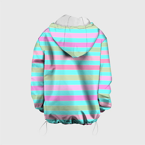 Детская куртка Pink turquoise stripes horizontal Полосатый узор / 3D-Белый – фото 2