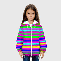 Куртка с капюшоном детская Multicolored neon bright stripes, цвет: 3D-белый — фото 2