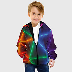 Куртка с капюшоном детская Неоновые лучи разных цветов - Синий, цвет: 3D-черный — фото 2