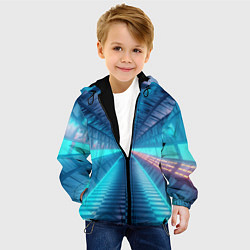 Куртка с капюшоном детская Неоновый коридор лаборатории - Синий, цвет: 3D-черный — фото 2