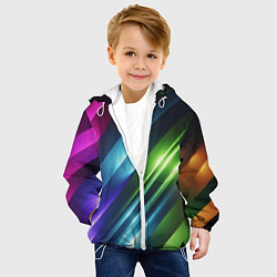 Куртка с капюшоном детская Неоновые линии во тьме - Синий, цвет: 3D-белый — фото 2