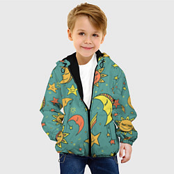 Куртка с капюшоном детская Солнце, Луна и Звёзды, цвет: 3D-черный — фото 2