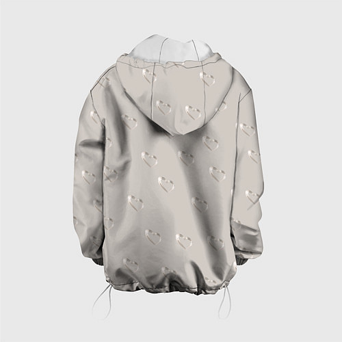 Детская куртка Серебряные сердечки на сером фоне / 3D-Белый – фото 2