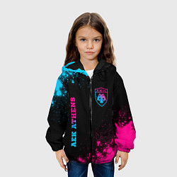Куртка с капюшоном детская AEK Athens - Neon Gradient, цвет: 3D-черный — фото 2