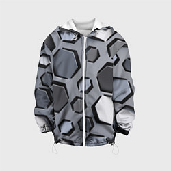 Куртка с капюшоном детская Металлическая киберпанк броня - Серый, цвет: 3D-белый