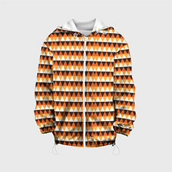 Куртка с капюшоном детская Треугольники на оранжевом фоне, цвет: 3D-белый