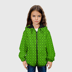 Куртка с капюшоном детская Зеленые круги и ромбы, цвет: 3D-черный — фото 2