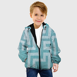 Куртка с капюшоном детская Абстрактный лабиринт на поверхности - Голубой, цвет: 3D-черный — фото 2