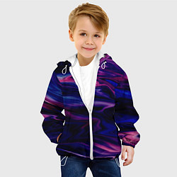 Куртка с капюшоном детская Фиолетово-розовый абстрактный узор, цвет: 3D-белый — фото 2