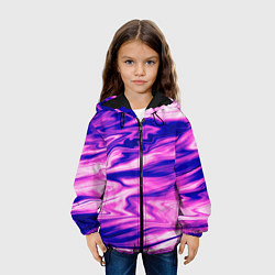 Куртка с капюшоном детская Розово-фиолетовый мраморный узор, цвет: 3D-черный — фото 2