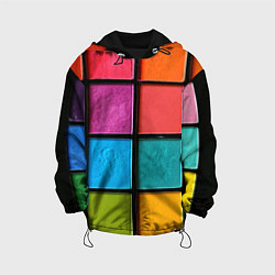 Куртка с капюшоном детская Абстрактный набор красок-паттернов, цвет: 3D-черный