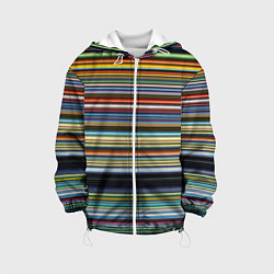 Куртка с капюшоном детская Абстрактное множество разноцветных линий, цвет: 3D-белый