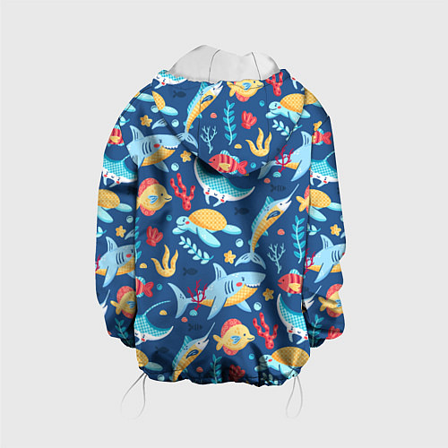 Детская куртка Акула, скат и другие обитатели океана - лето / 3D-Белый – фото 2