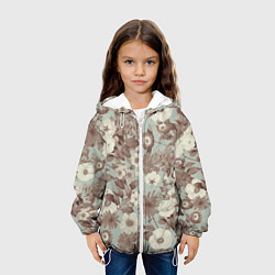 Куртка с капюшоном детская Цветы Винтажные На Светлом Фоне, цвет: 3D-белый — фото 2