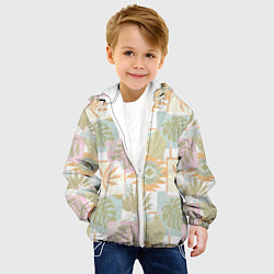 Куртка с капюшоном детская Этнический, тропический лоскутный, цвет: 3D-белый — фото 2