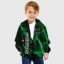 Куртка с капюшоном детская Mazda зеленые молнии, цвет: 3D-черный — фото 2